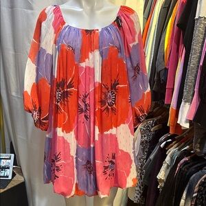 Misa Los Angeles Floral Blouse - Red, Pink, Purple